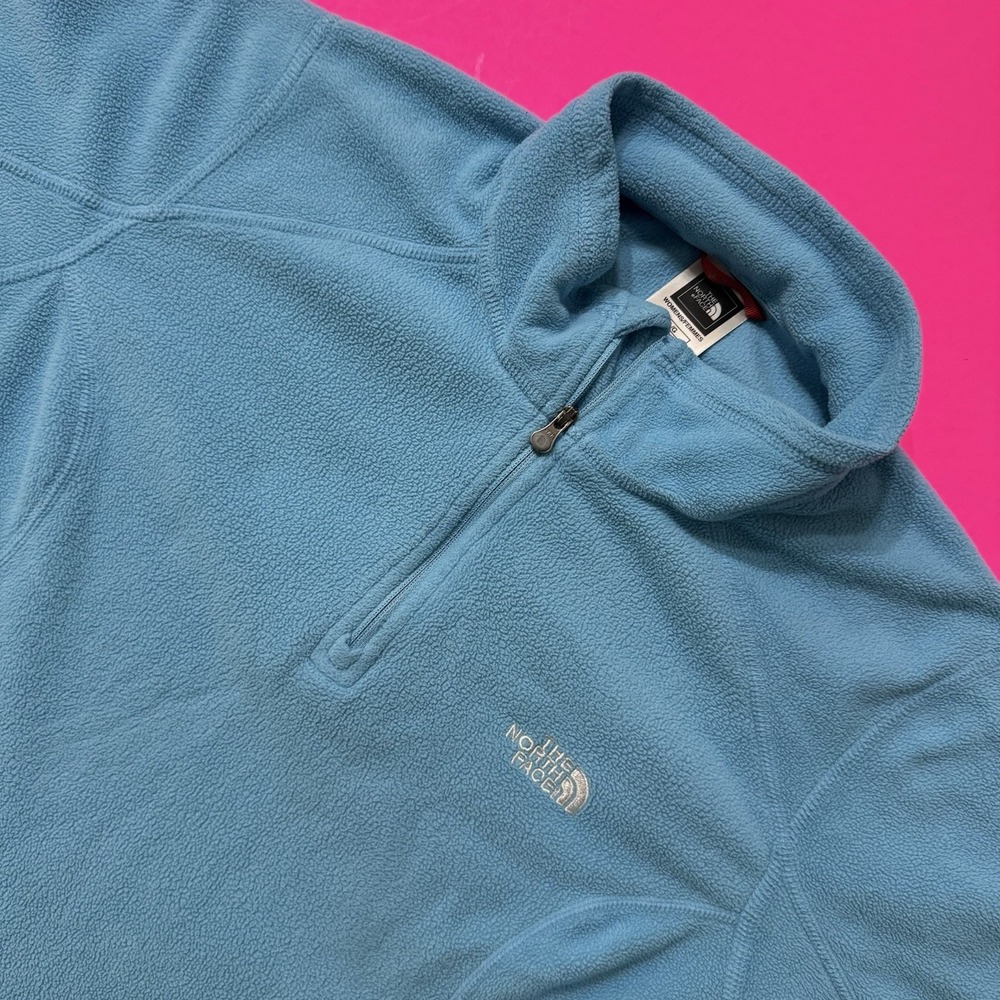 The North Face Classic Fleece Jacket Women 1/4 Zip Light Blue Pullover Women L